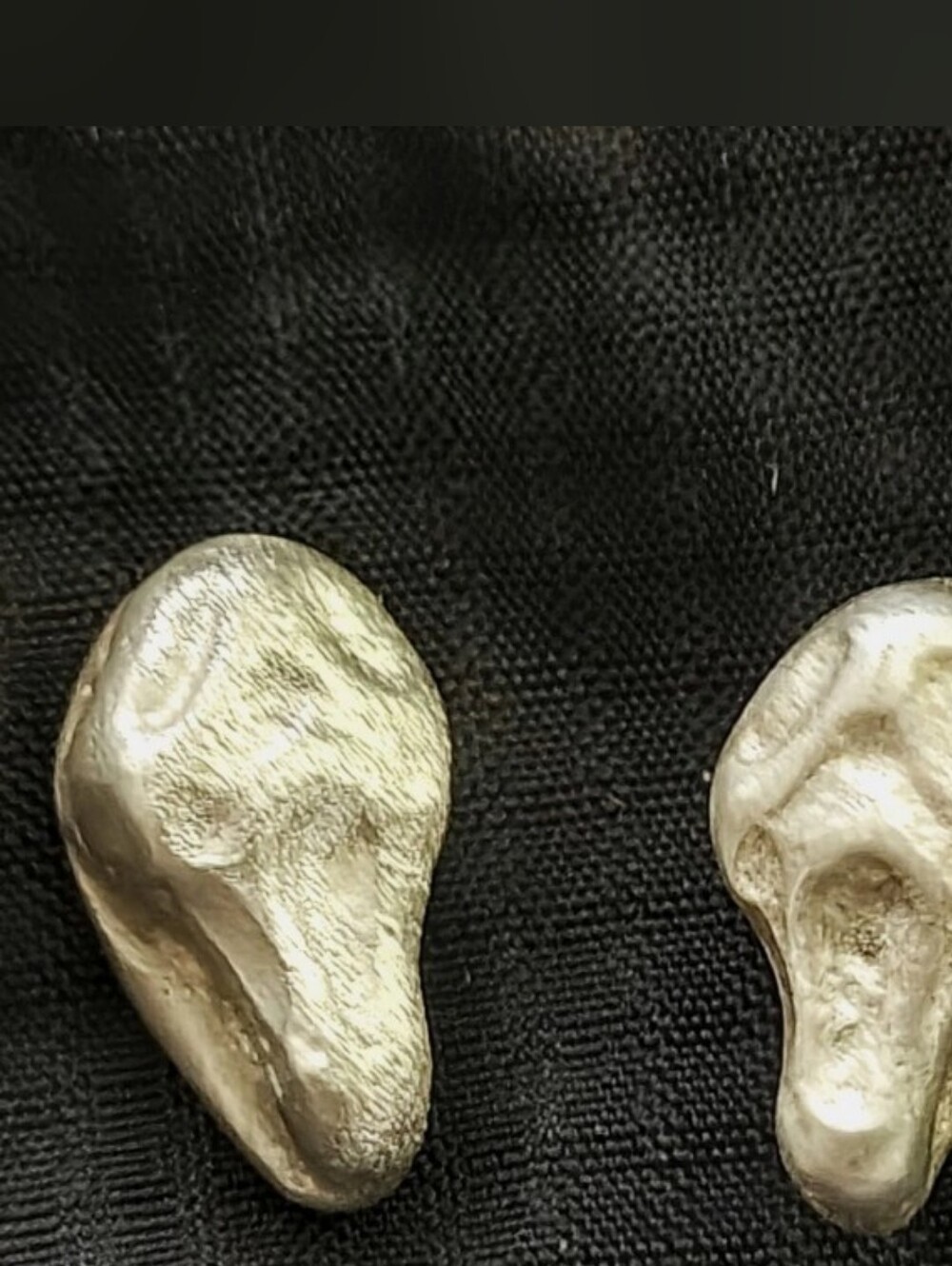 Hand Poured Sterling Ghost Face Pair .925 Gothic Art